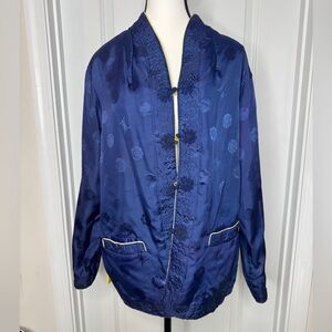 Vintage Chinese Traditional Silk Brocade Reversible Jacket w/ Frog Closures